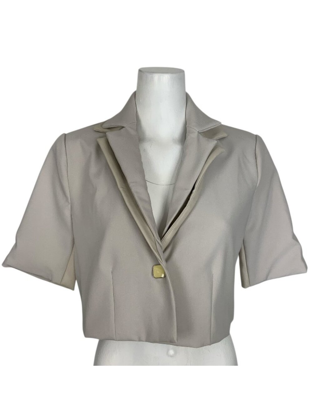 Maniere De Voir Double Lapel Cropped Blazer UK 8 US 6 Stone